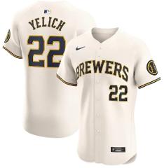 Christian Yelich Milwaukee Brewers Home Elite Jersey Cream