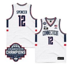 UConn Huskies #12 Cam Spencer Jersey 2024 National Champions P...