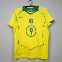 Ronaldo 9 Brazil 2004 Home Retro Jersey  Men Yellow
