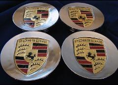 Chrome Porsche 76mm Wheel Centre Caps x4 OE 911 Cayman Boxster...