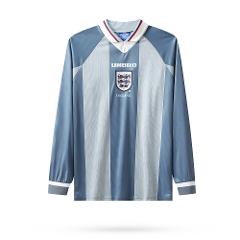 England 1996 Away Men Retro Jersey  Long Sleeve