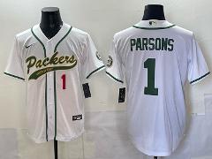 Micah Parsons #1 Green Bay Packers White Baseball Jersey