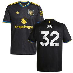 Chido Obi 32 Manchester United 2025-26 Third Match Jersey  Black