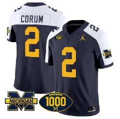 Blake Corum Jersey 2 Michigan Wolverines 1000 Wins Patch Footb...