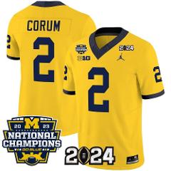 Men's Blake Corum Jersey #2 Michigan Wolverines 2024 National ...