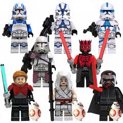 8pcs Star Wars Rey, Kylo, Bacara, Maul & Obi-Wan Minifigures