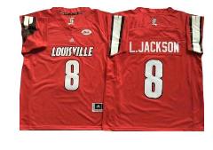 Louisville Cardinals #8 Lamar Jackson Red Football Jersey
