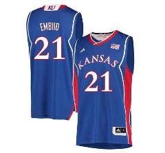 Men's Kansas Jayhawks #21 Joel Embiid Jersey Royal Classic Bas...