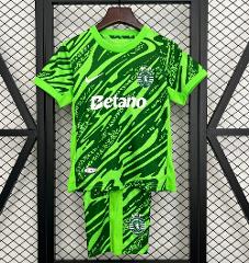 Kids 25/26 Sporting Lisbon GK Green Jersey Shirt Kit 2025 Yout...