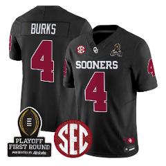 Deion Burks Jersey #4 Oklahoma Sooners 2025 Playoff First Roun...