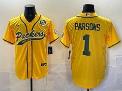 Micah Parsons #1 Green Bay Packers Gold Baseball Jersey