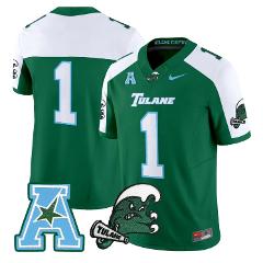 Team Jersey #1 Tulane Green Wave 2025 Vapor Limited Stitched G...