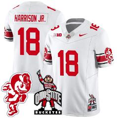 Marvin Harrison Jr Jersey #18 Ohio State Buckeyes Football Pat...