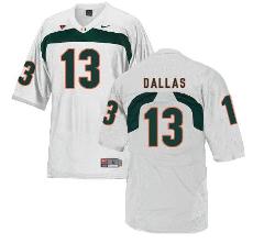 Miami Hurricanes #13 Dallas NCAA College Football Jersey White