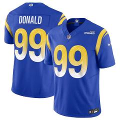 Men's Rams #99 Aaron Donald Royal Blue Jersey 2023 F.U.S.E Vap...