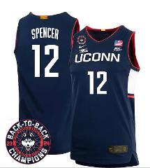 Cam Spencer Jersey #12 UConn Huskies 2024 Back To Back Champio...
