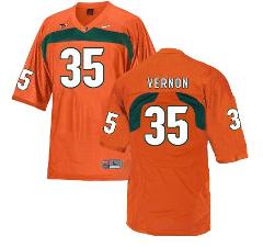 Miami Hurricanes #35 Vernon NCAA College Football Jersey Orange