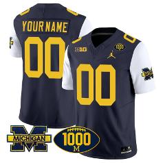 Custom Michigan Wolverines Jersey 1000 Wins Patch Vapor Footba...