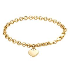 14kt Yellow Gold Heart Charm Rolo Bracelet