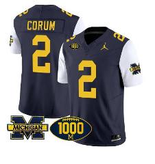 Blake Corum Jersey #2 Michigan Wolverines 1000 Wins Patch Foot...