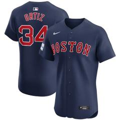 David Ortiz Boston Red Sox Elite Sponsor Patch Jersey Navy