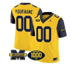 Custom Michigan Wolverines Jersey 1000 Wins Patch College Foot...