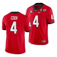 Men's Georgia Bulldogs #4 James Cook 2022 Patch Red College Fo...