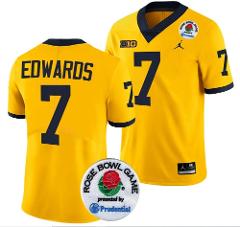 Men's Donovan Edwards Jersey #7 Michigan Wolverines Rose Bowl ...
