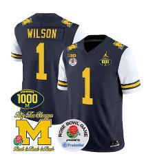 Roman Wilson Jersey #1 Michigan 1000 Wins Rose Bowl Patch Whit...