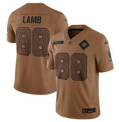Men's Cowboys #88 CeeDee Lamb 2023 Brown Salute To Service Foo...
