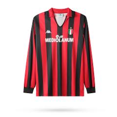 AC Milan 1988-1989 Home Men Retro Jersey  Long Sleeve, Black Red