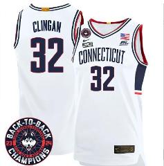 Donovan Clingan Jersey #32 UConn Huskies 2024 Back To Back Cha...