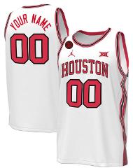 Houston Cougars Basketball Custom White Jersey - All Stitched