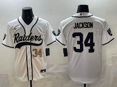 Bo Jackson #34 Las Vegas Raiders White Baseball Jersey
