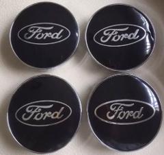 Set of 60mm Black FORD ALLOY WHEELS HUB CENTRE CAPS for Ford F...