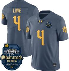Mens Notre Dame Shamrock Series 2024 Jersey Number 4 Name On T...