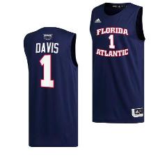 Johnell Davis Jersey #1 FAU Owls College Basketball Replica Navy