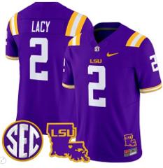 Kyren Lacy Jersey #2 LSU Tigers 2024 Louisiana Patch Vapor Col...