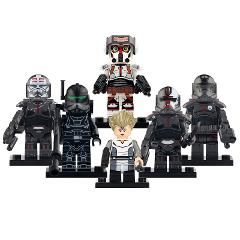 6pcs Star Wars Hunter, Wrecker, Omega & Crosshair Minifigures