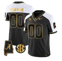 Custom Alabama Crimson Jersey Limited Alabama Map Black Altern...