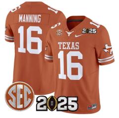 Arch Manning Jersey #16 Texas Longhorns 2025 CFP Final Patch T...