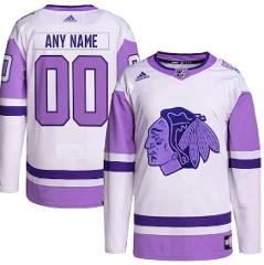 Chicago Blackhawks Hockey Fights Cancer Primegreen Custom Jers...