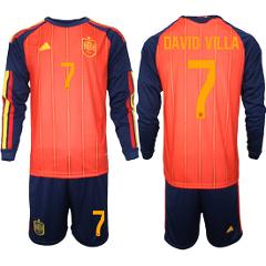 Spain #7 DAVID VILLA Jersey Team World Cup 2026 Sleeve Home Re...