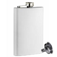 White PowderCoated 8 oz Stainless Steel Hip Flask