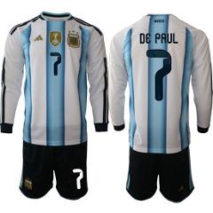 Argentina 7 DE PAUL Jersey Long Team x World Cup 2026 Home Whi...