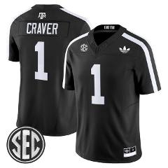 Mario Craver Jersey #1 Texas A&M Aggies 2025 Vapor V2 Stitched...