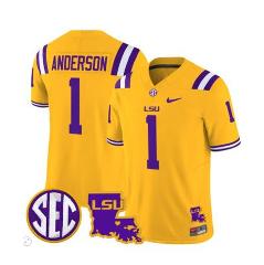 Aaron Anderson Jersey #1 2024 Louisiana Patch Limited College ...