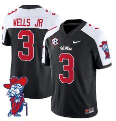 Antwane Wells Jr Jersey #3 Ole Miss Rebels Vapor Football Blac...