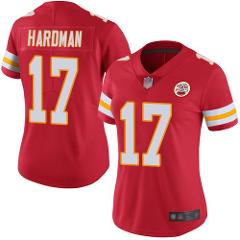 Women's Mecole Hardman KC Chiefs #17 color rush jersey red