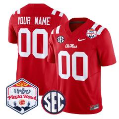 Custom Ole Miss Rebels Jersey 2026 Fiesta Bow Patch Vapor Stit...